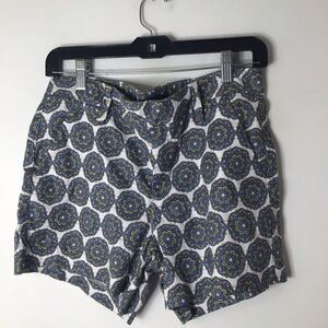 Level 99 women Shorts with Blue and Yellow Medallion Pattern 28